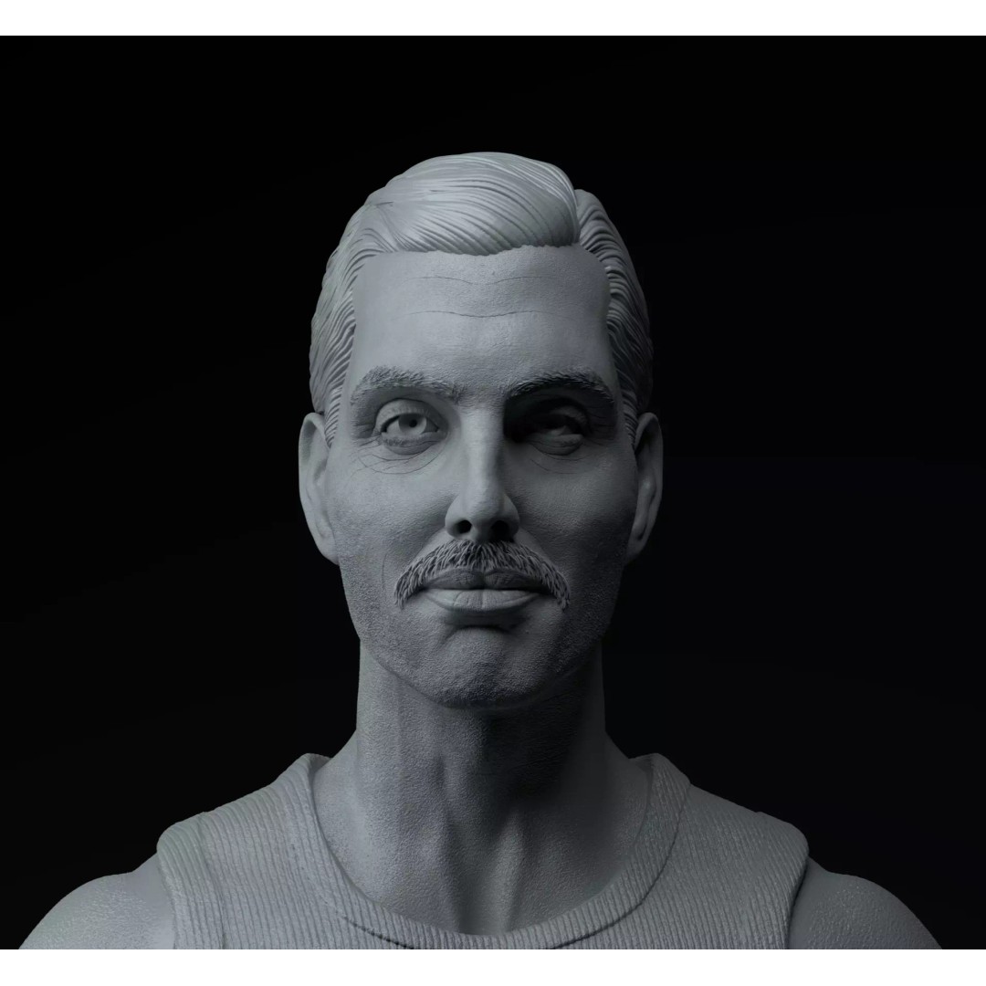 Freddie Mercury 3D Model – Premium Bust Sculpture, STL Format - View 10