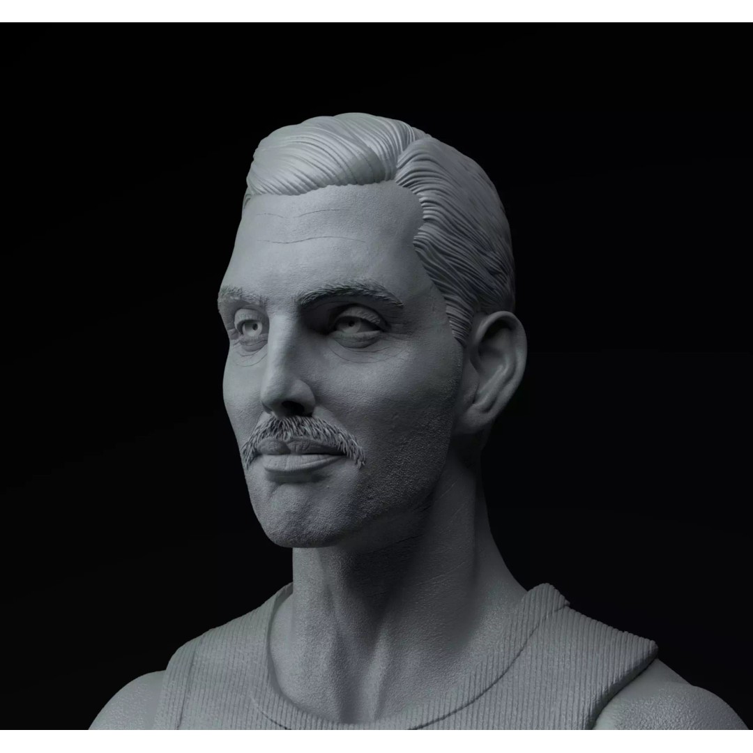 Freddie Mercury 3D Model – Premium Bust Sculpture, STL Format - View 11