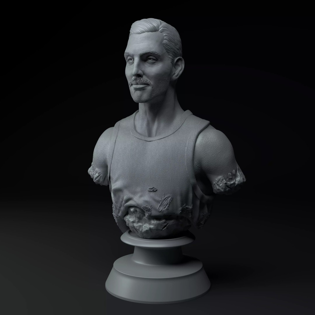 Freddie Mercury 3D Model – Premium Bust Sculpture, STL Format - View 2