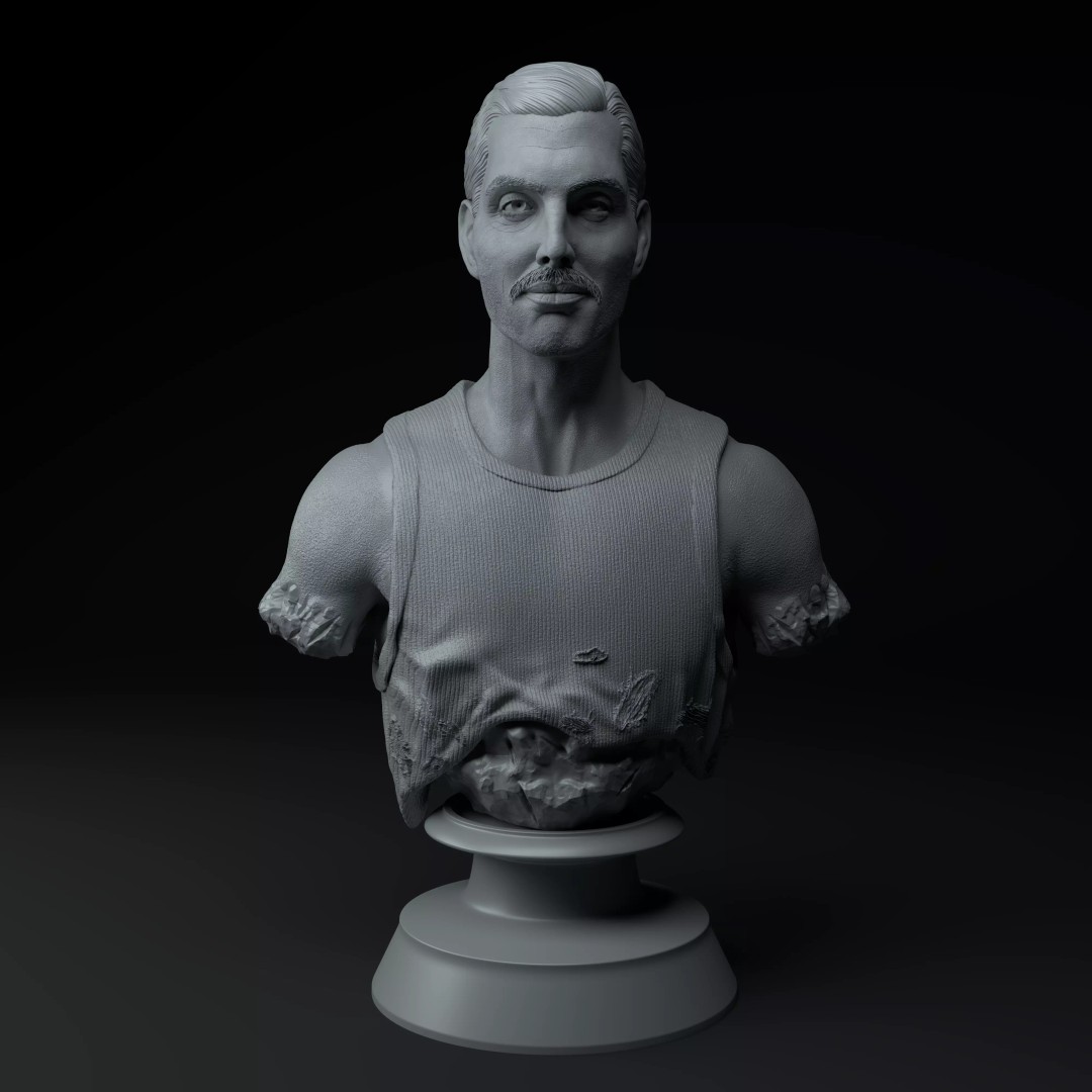 Freddie Mercury 3D Model – Premium Bust Sculpture, STL Format - View 3