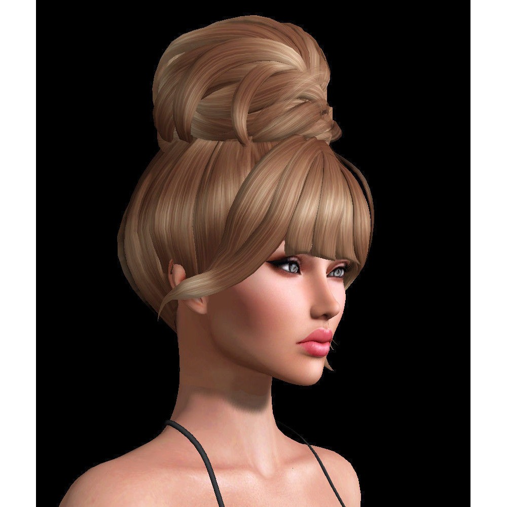 Female Hair 3D Model – Low Poly Rigged Hairstyle for Games - View 3