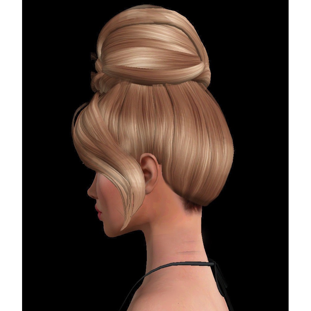 Female Hair 3D Model – Low Poly Rigged Hairstyle for Games - View 4