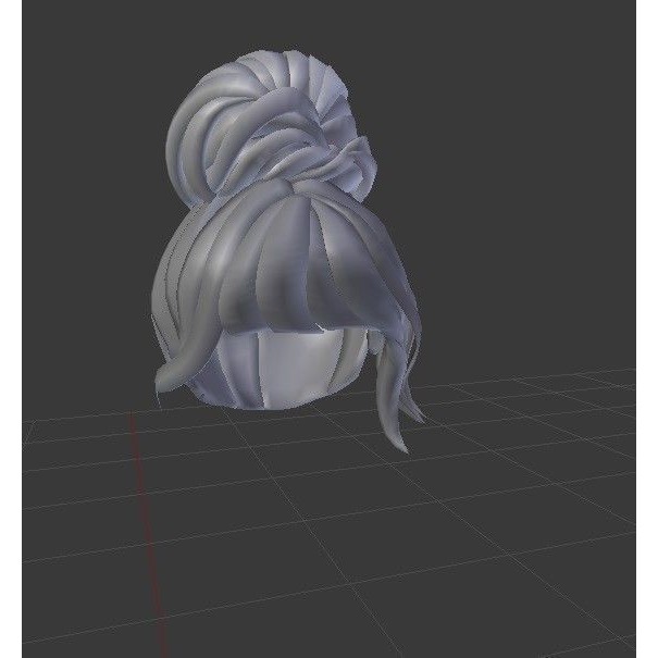 Female Hair 3D Model – Low Poly Rigged Hairstyle for Games - View 5