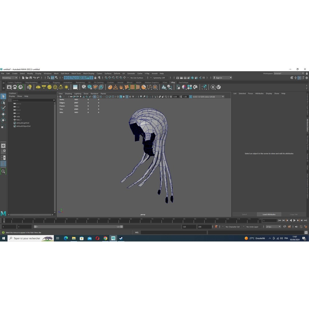 Dread Braided Hair 3D Model – Low Poly Game Asset, Customizable - View 12