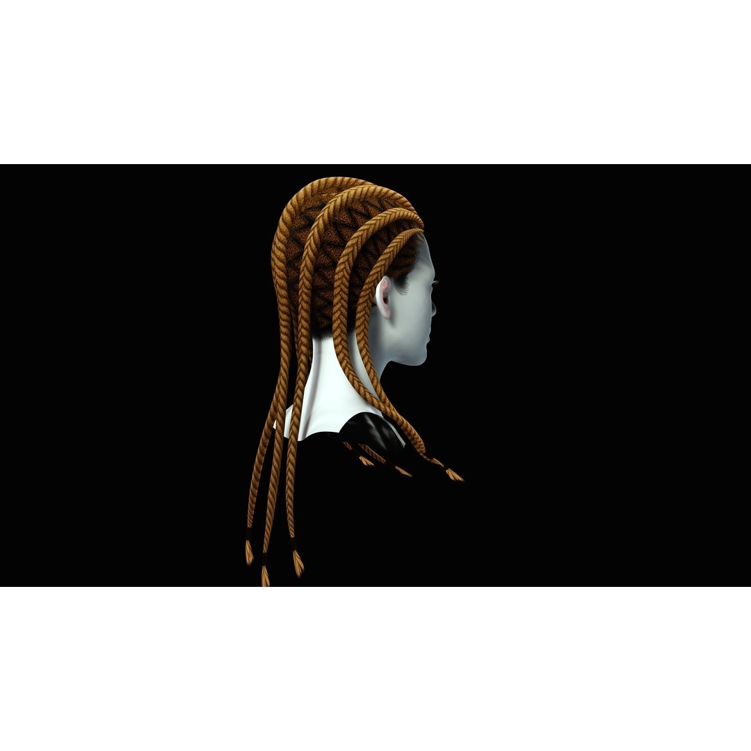 Dread Braided Hair 3D Model – Low Poly Game Asset, Customizable - View 8