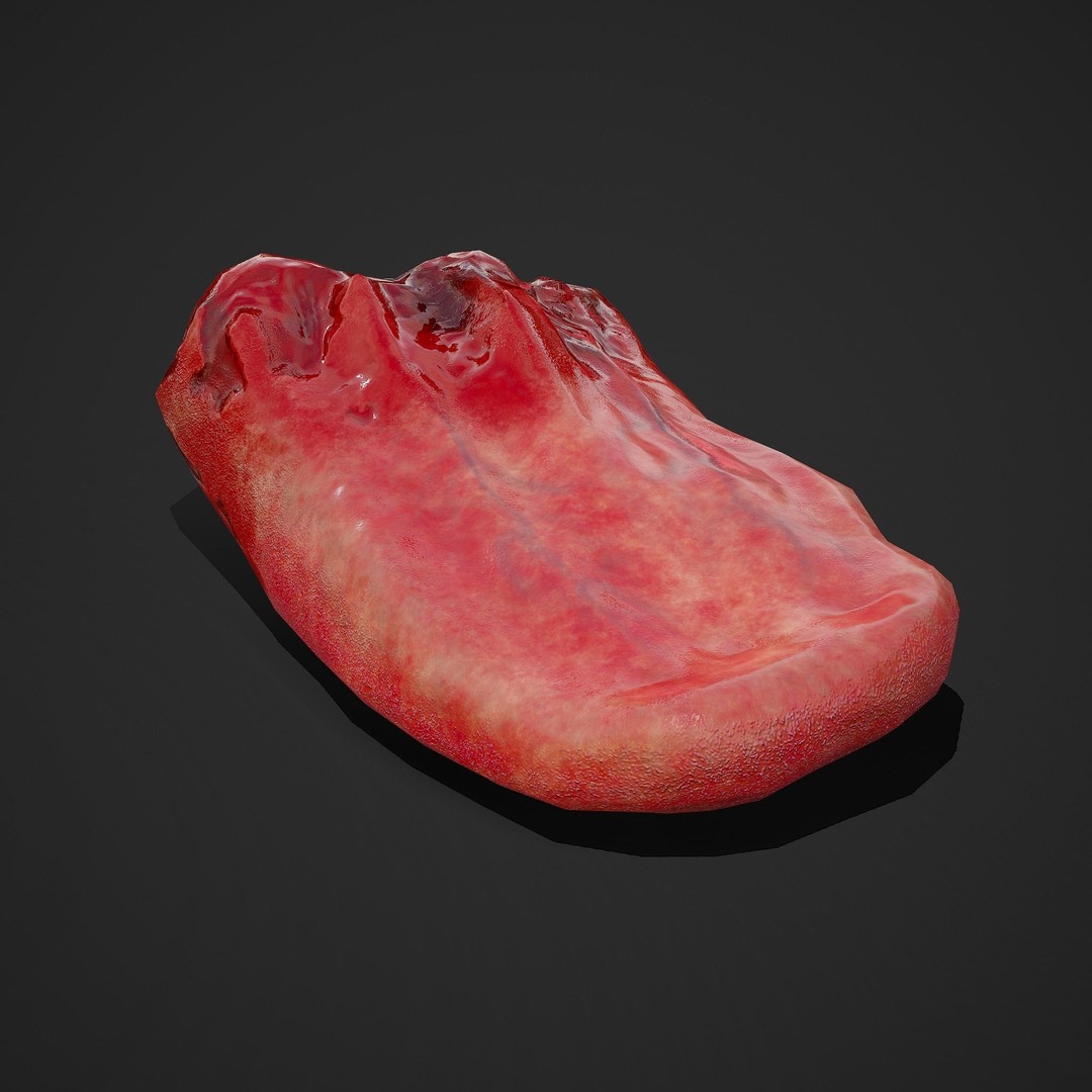 Severed Tongue 3D Model – Low Poly PBR Asset, FBX Format - View 3