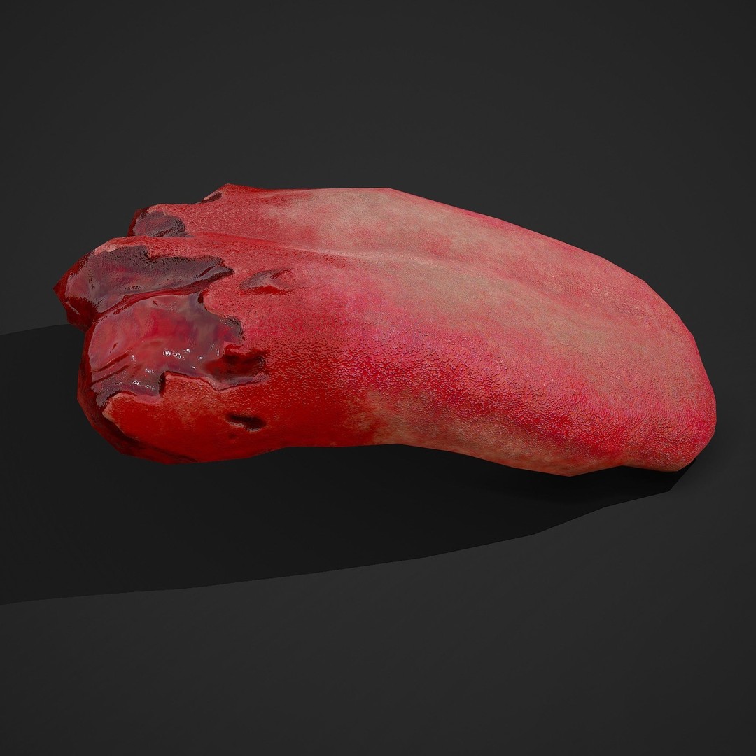 Severed Tongue 3D Model – Low Poly PBR Asset, FBX Format - View 9