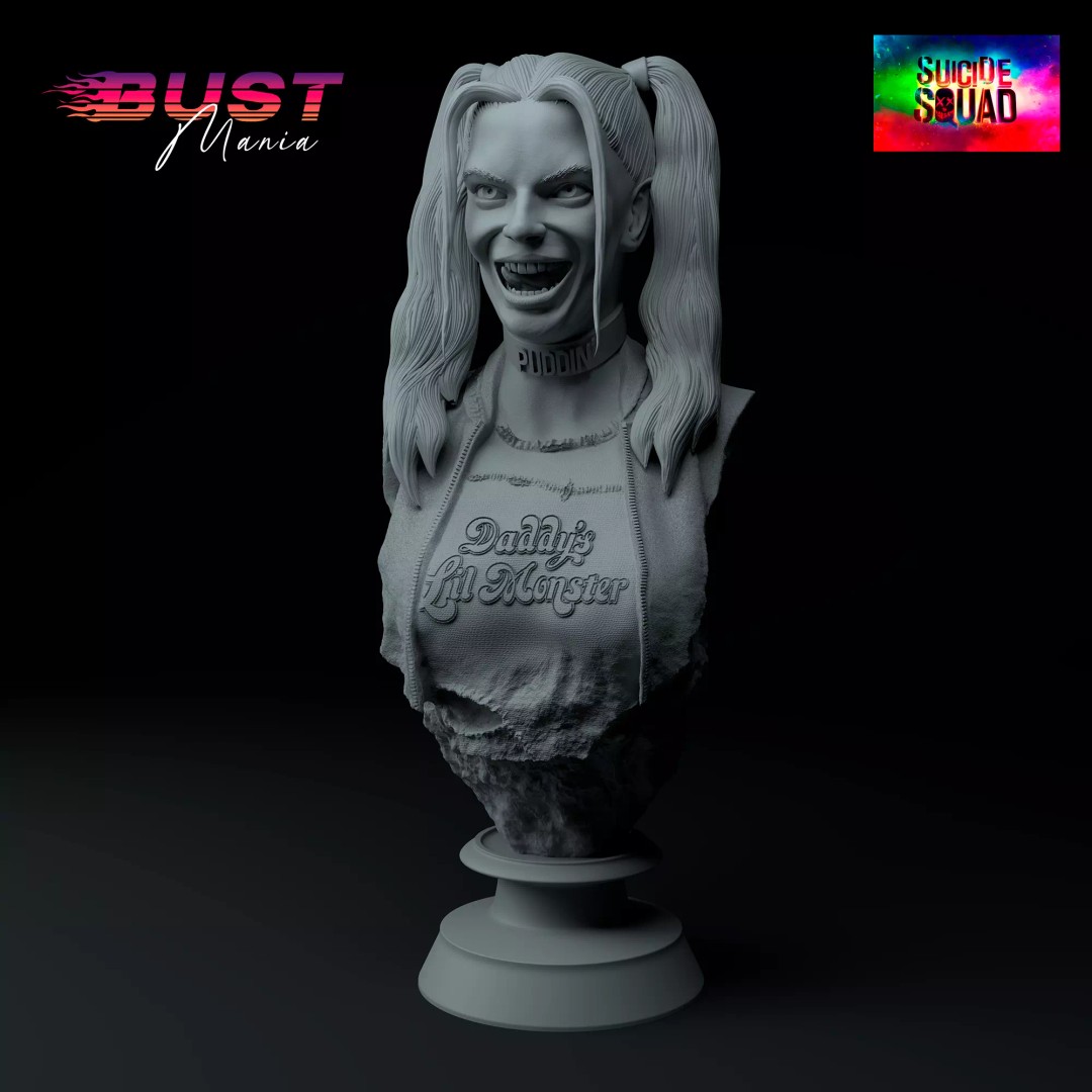Harley Quinn Bust 3D Model – Premium STL Sculpture, Game-Ready - View 2