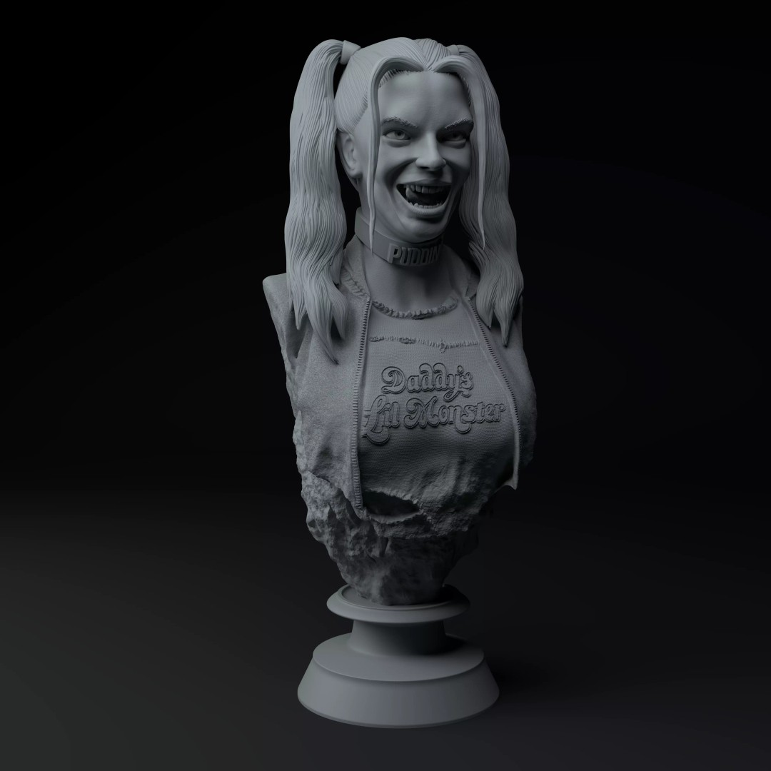 Harley Quinn Bust 3D Model – Premium STL Sculpture, Game-Ready - View 9