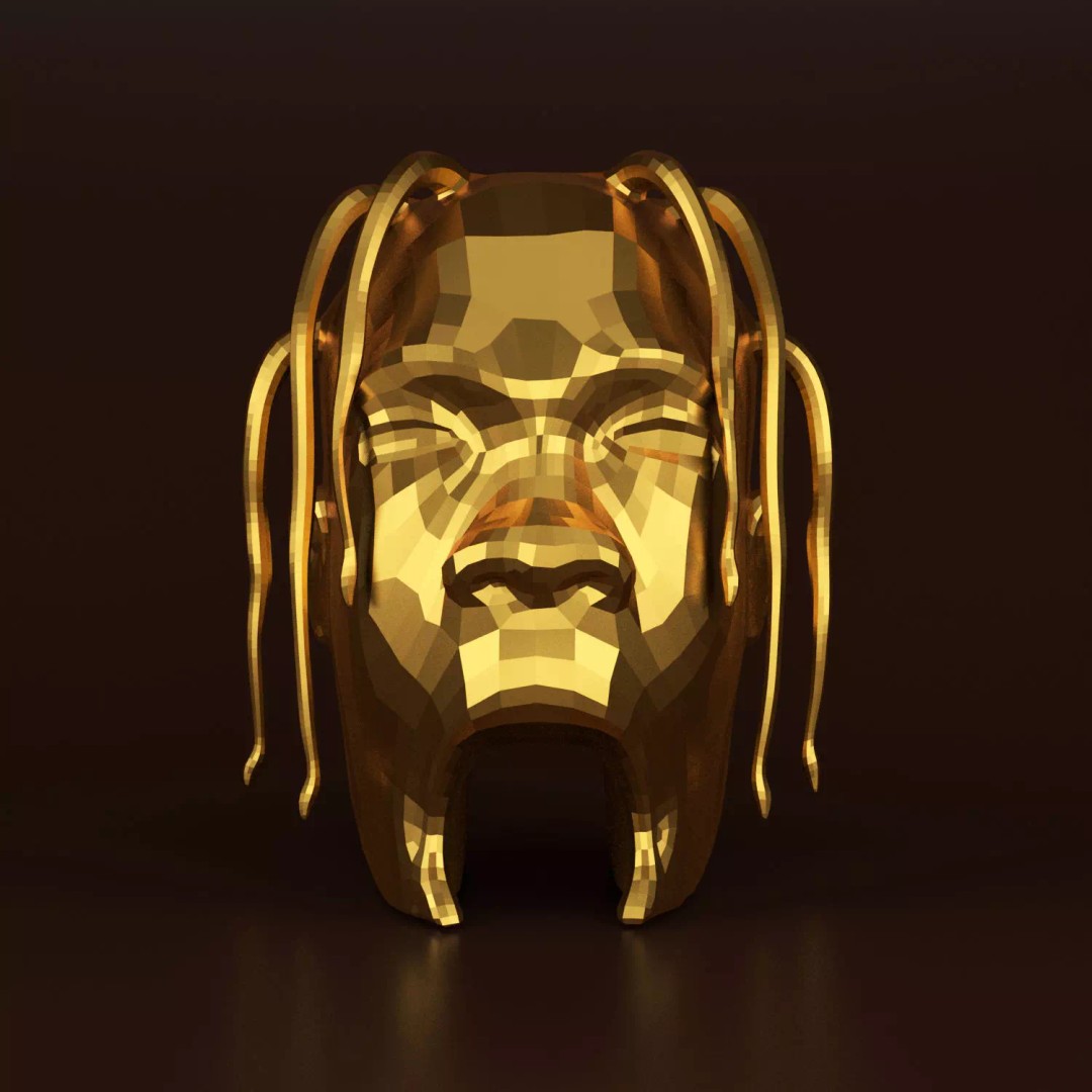 Astroworld Travis Head 3D Model – Low Poly Character Asset, FBX - View 2