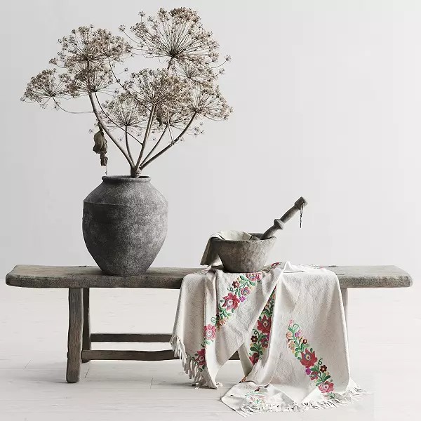 Rustic Decorative Set 3D Model – Cozy Interior Decor, OBJ, FBX - View 2