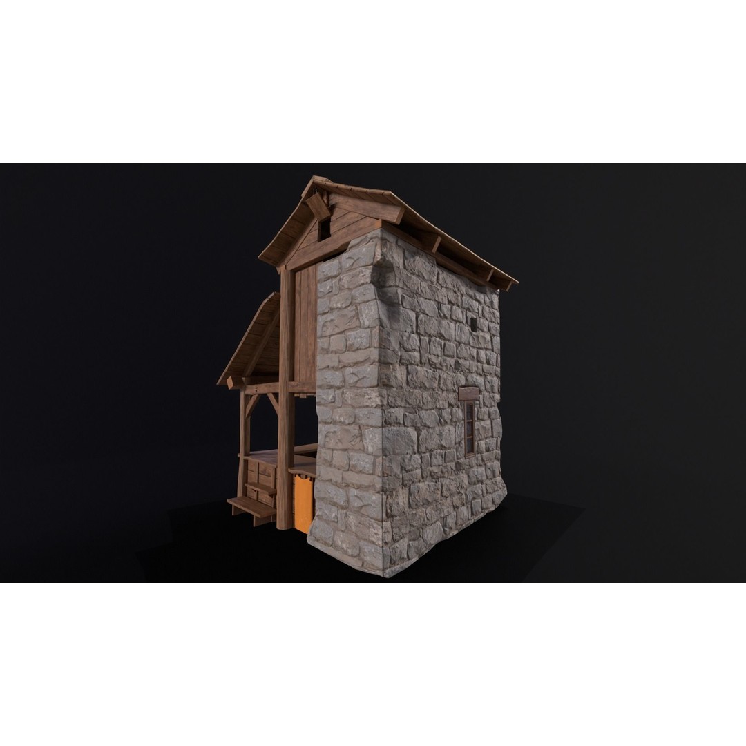 Medieval Market Stall 3D Model – Low Poly PBR Asset, FBX & OBJ - View 11