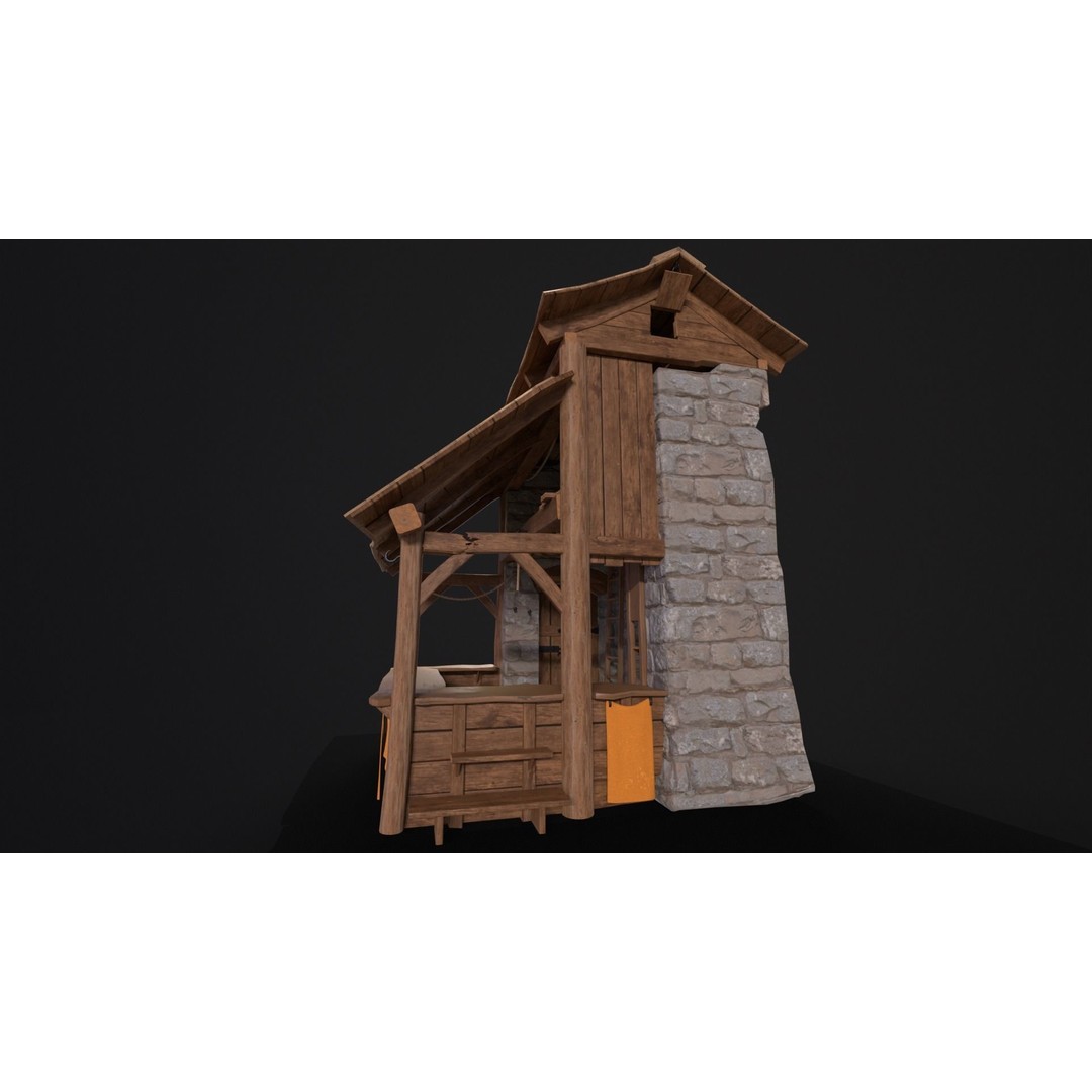 Medieval Market Stall 3D Model – Low Poly PBR Asset, FBX & OBJ - View 13