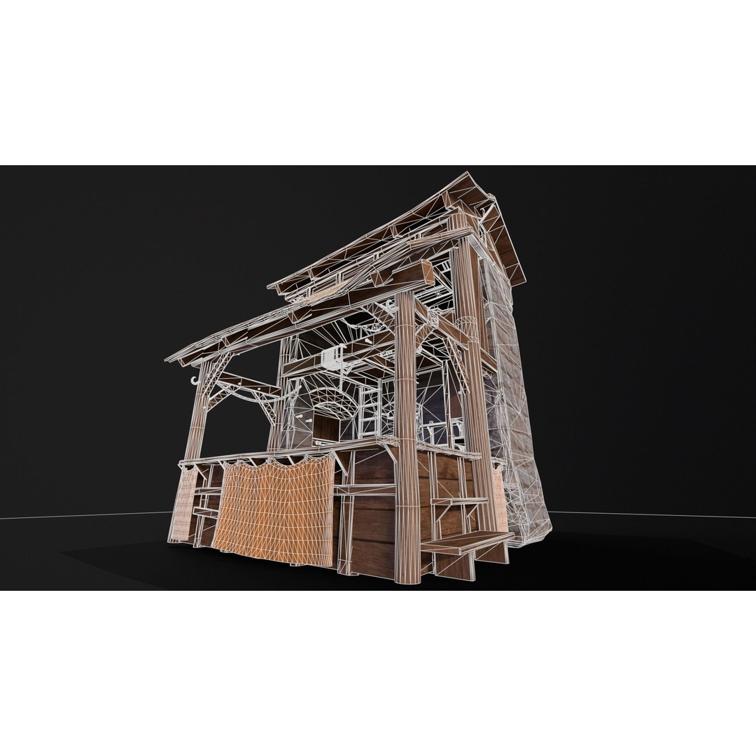 Medieval Market Stall 3D Model – Low Poly PBR Asset, FBX & OBJ - View 16