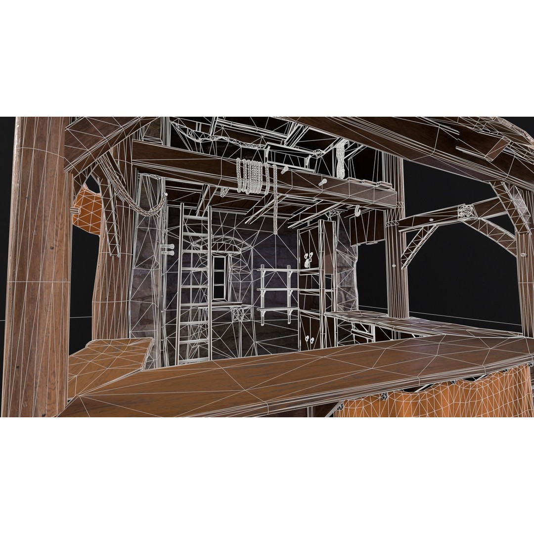 Medieval Market Stall 3D Model – Low Poly PBR Asset, FBX & OBJ - View 18