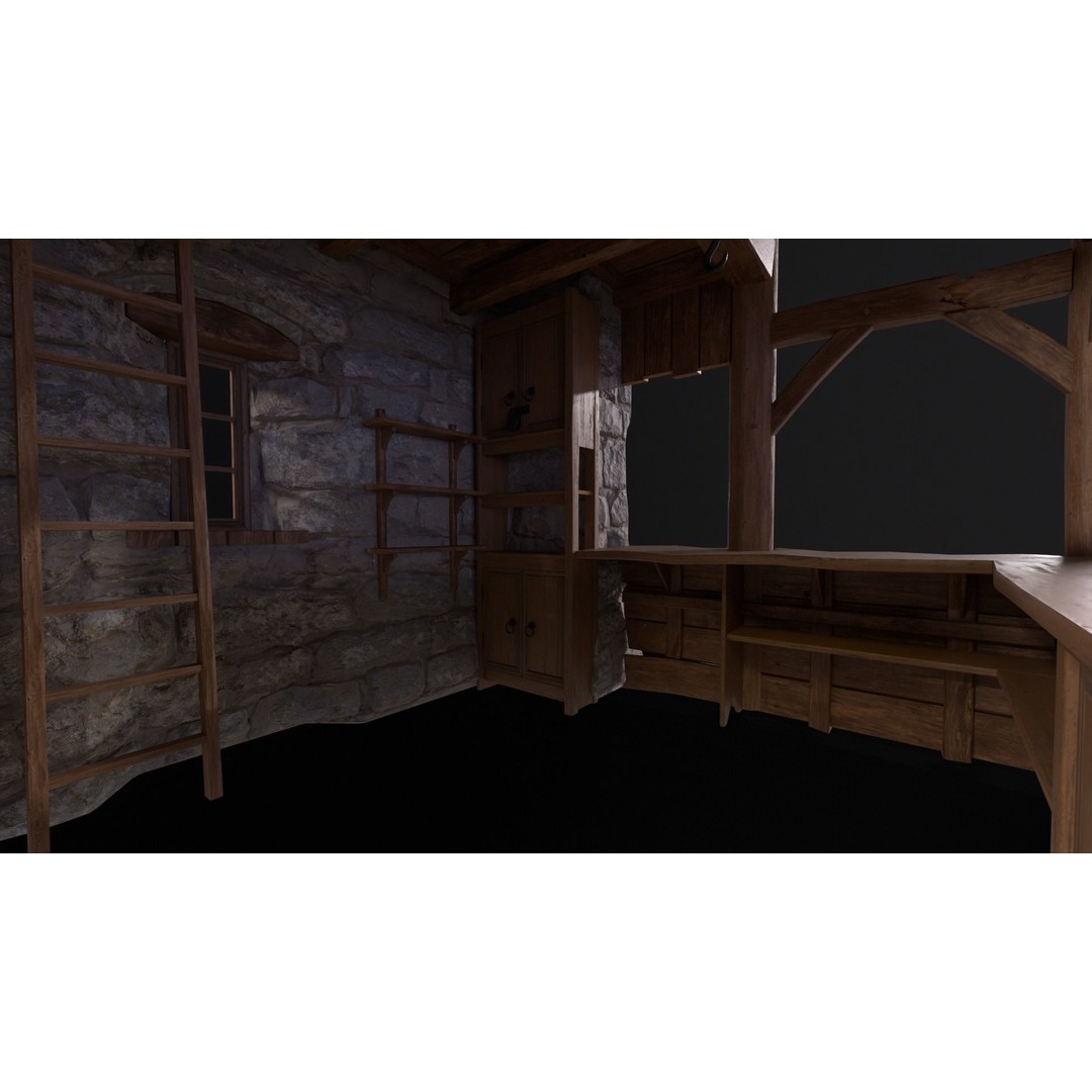 Medieval Market Stall 3D Model – Low Poly PBR Asset, FBX & OBJ - View 19