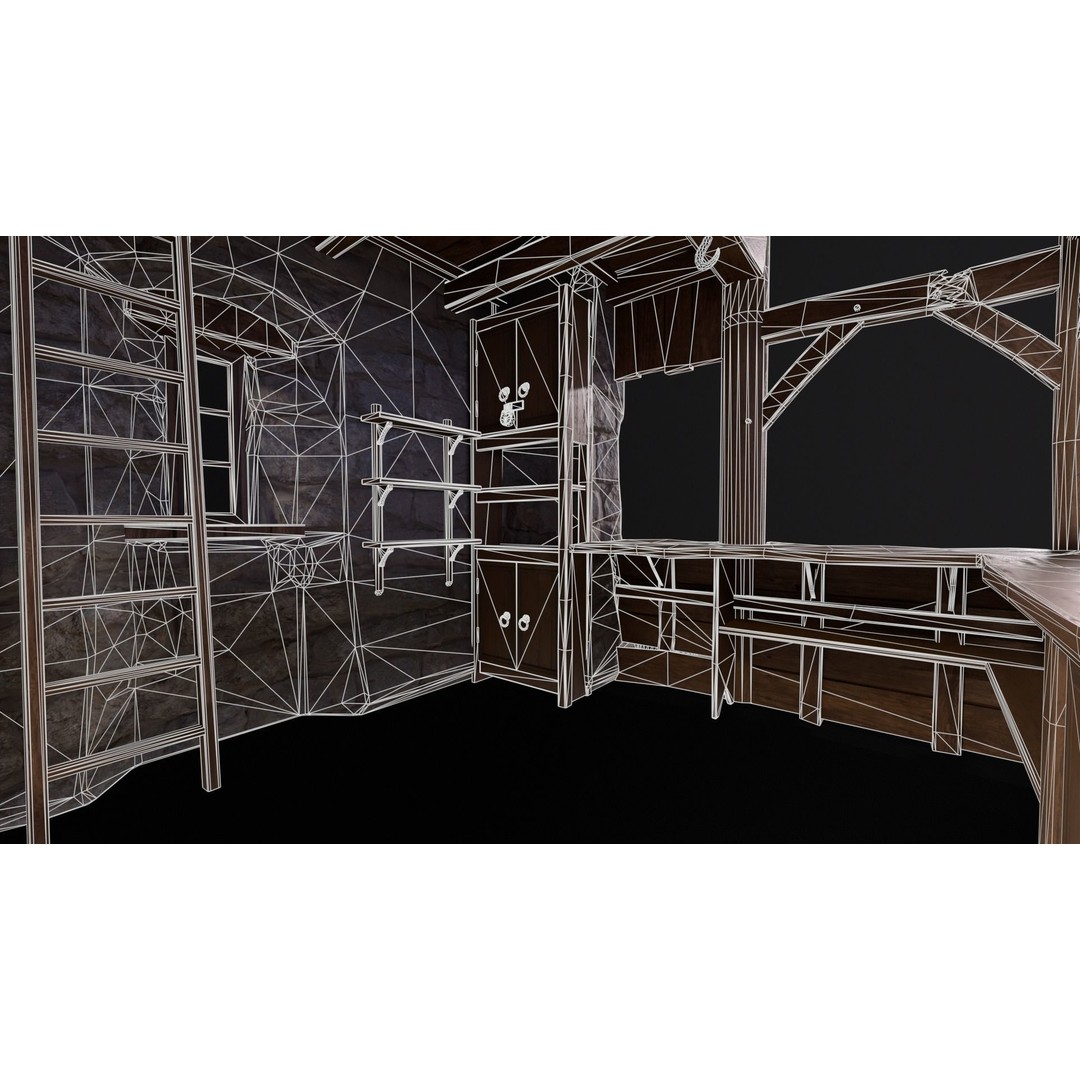 Medieval Market Stall 3D Model – Low Poly PBR Asset, FBX & OBJ - View 20