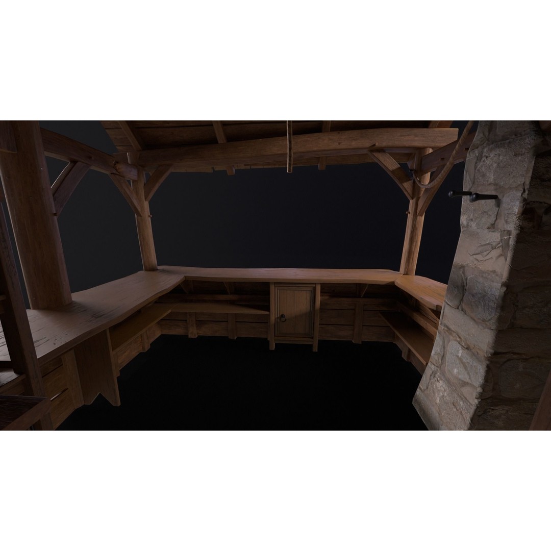 Medieval Market Stall 3D Model – Low Poly PBR Asset, FBX & OBJ - View 23