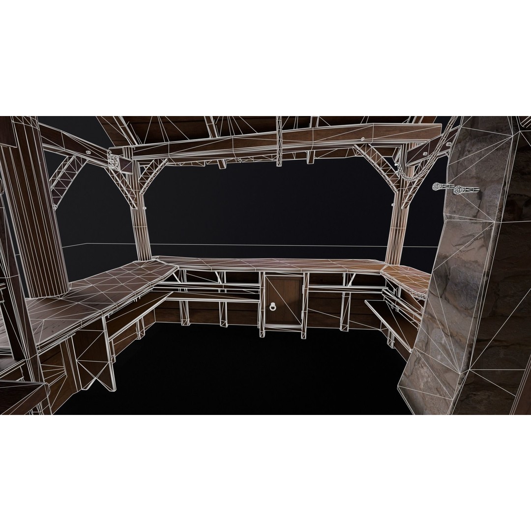 Medieval Market Stall 3D Model – Low Poly PBR Asset, FBX & OBJ - View 24