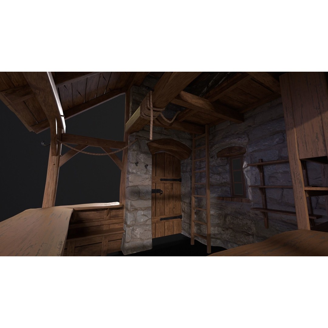 Medieval Market Stall 3D Model – Low Poly PBR Asset, FBX & OBJ - View 25