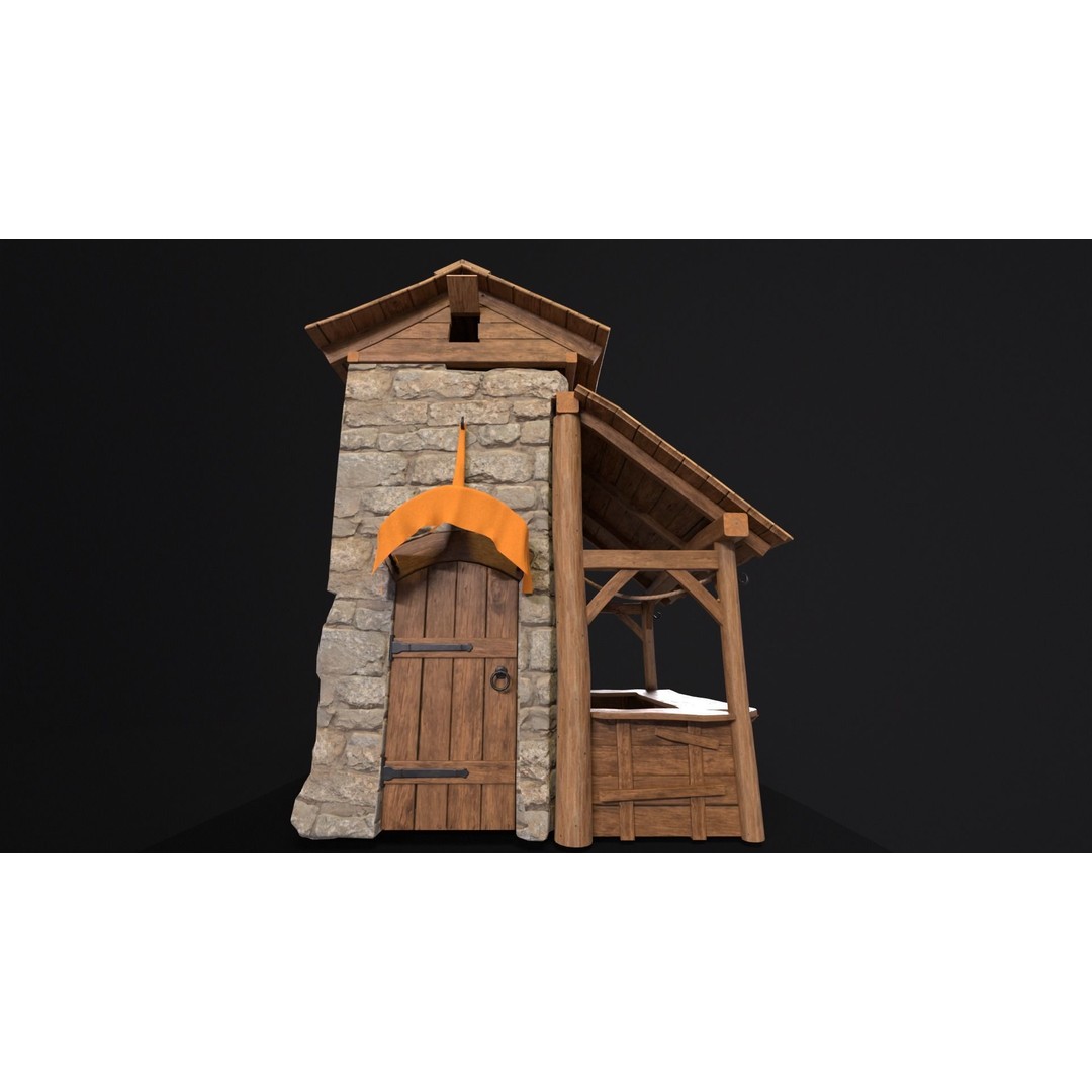 Medieval Market Stall 3D Model – Low Poly PBR Asset, FBX & OBJ - View 5