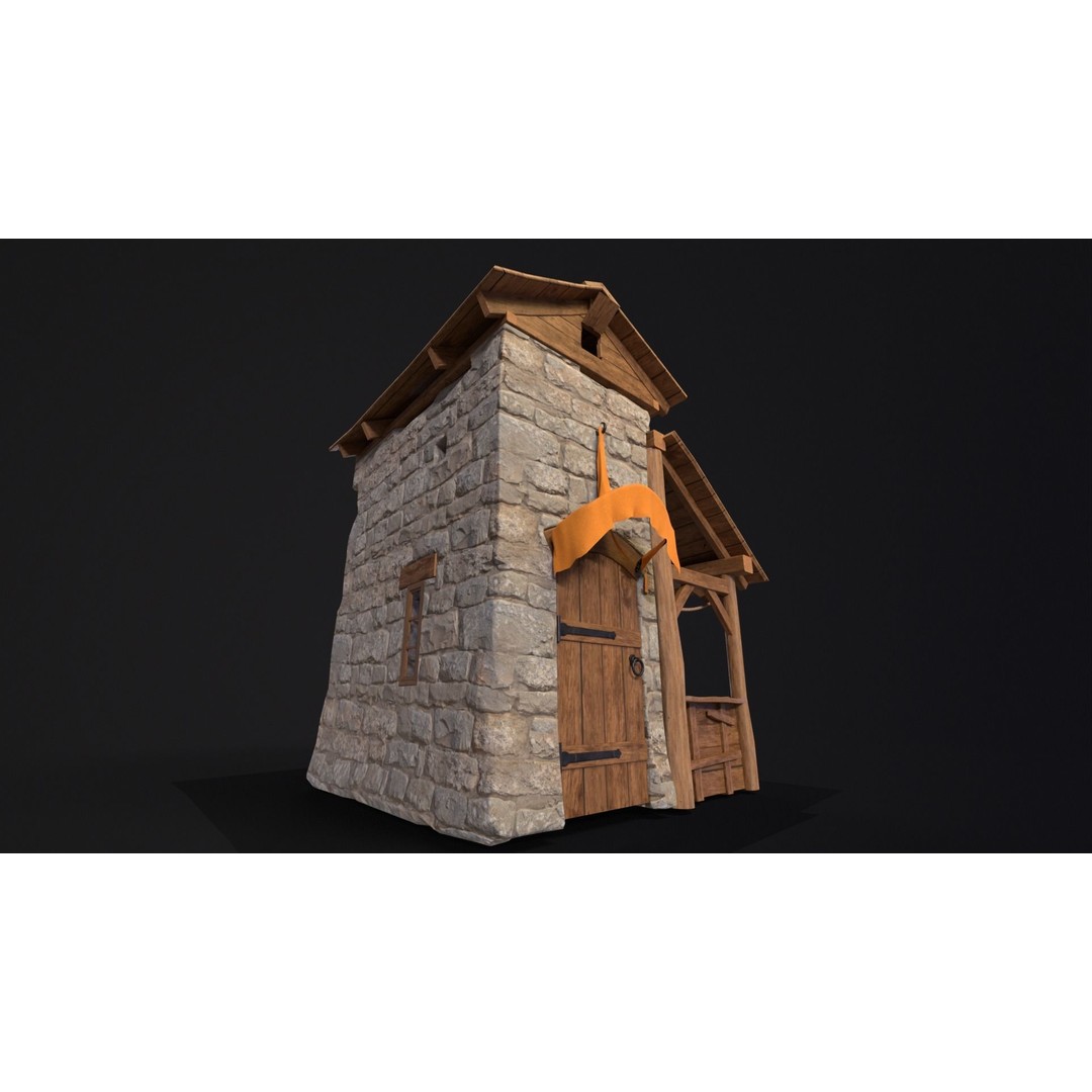Medieval Market Stall 3D Model – Low Poly PBR Asset, FBX & OBJ - View 7