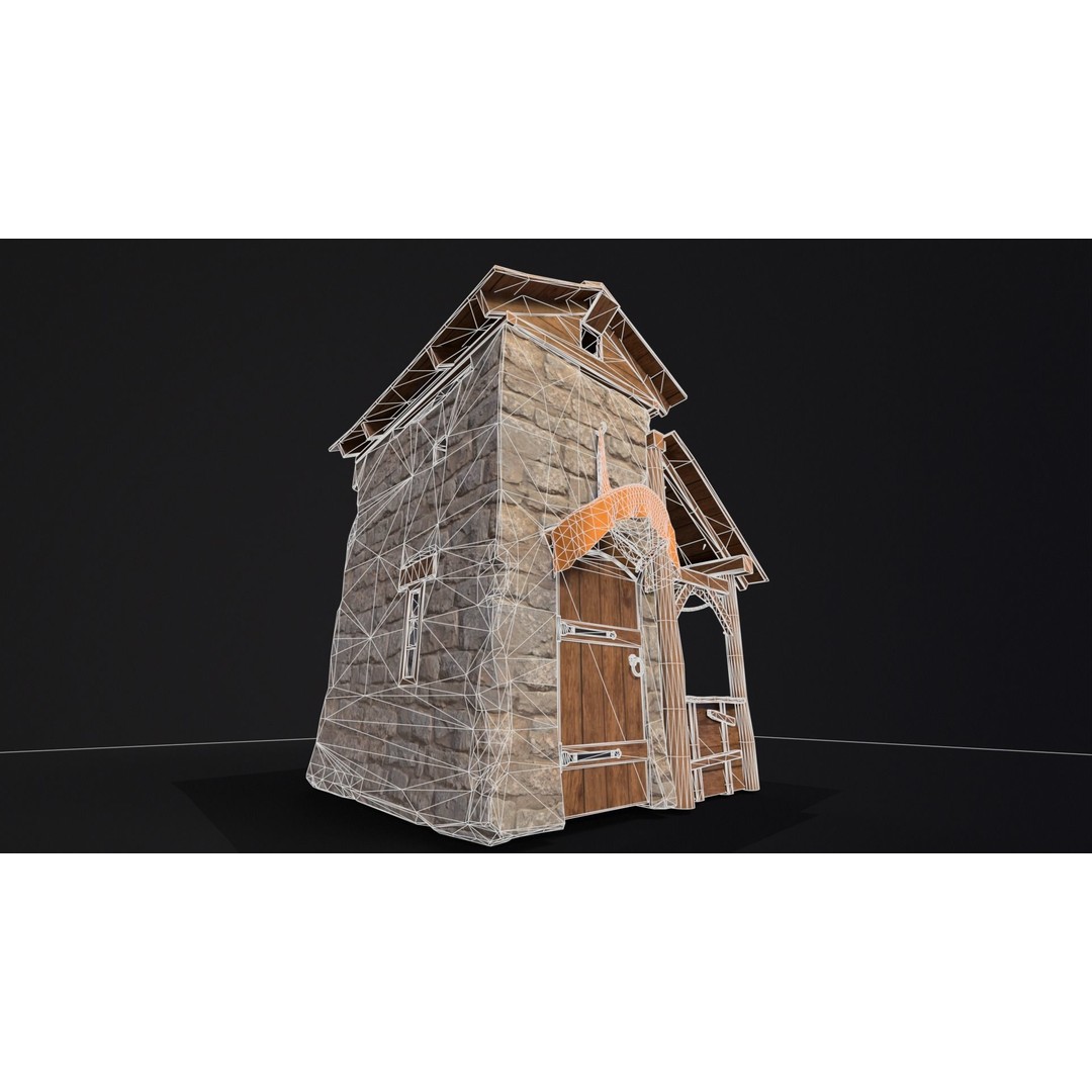 Medieval Market Stall 3D Model – Low Poly PBR Asset, FBX & OBJ - View 8