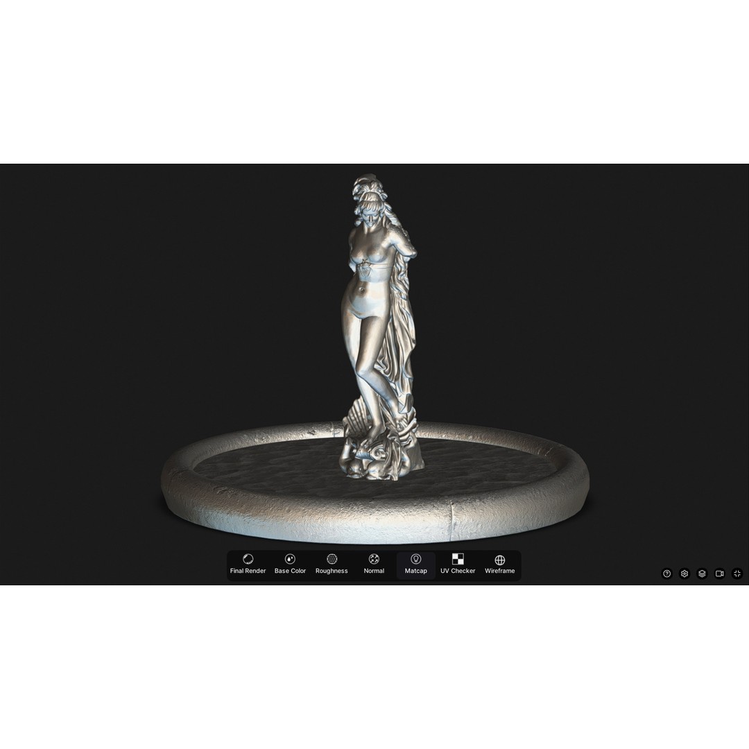 Venus Fountain 3D Model – Low Poly PBR Decorative Sculpture, FBX - View 11