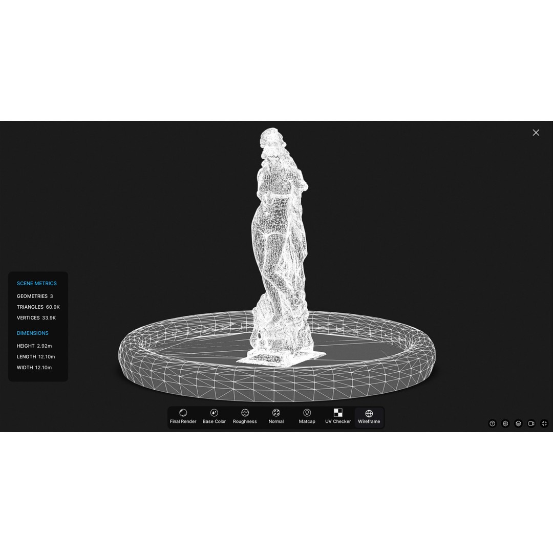 Venus Fountain 3D Model – Low Poly PBR Decorative Sculpture, FBX - View 13