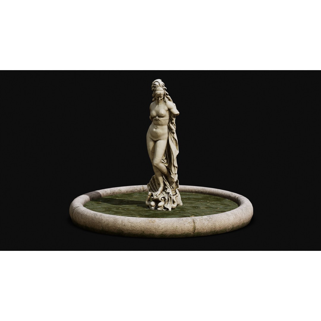 Venus Fountain 3D Model – Low Poly PBR Decorative Sculpture, FBX - View 3