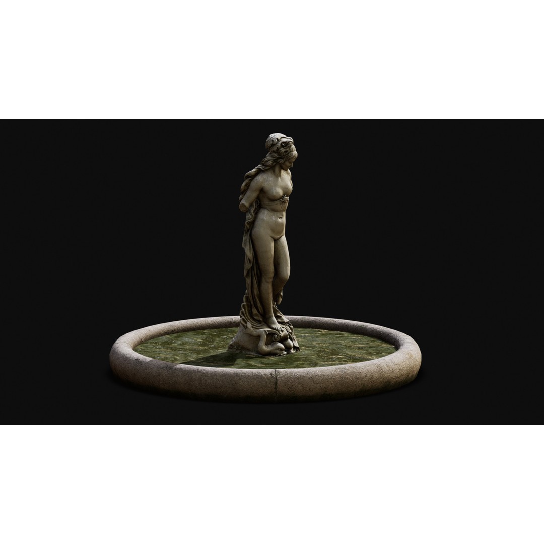 Venus Fountain 3D Model – Low Poly PBR Decorative Sculpture, FBX - View 4