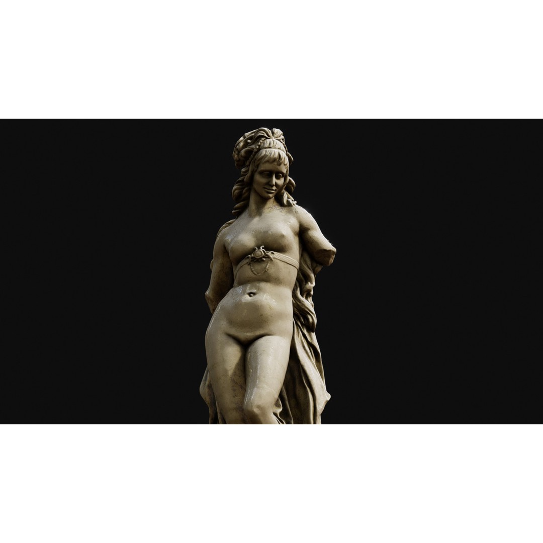 Venus Fountain 3D Model – Low Poly PBR Decorative Sculpture, FBX - View 9