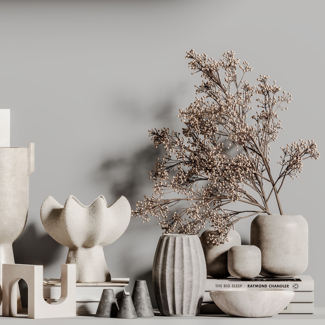 Decorative Set 3D Model – Contemporary Design, PBR Textures, OBJ