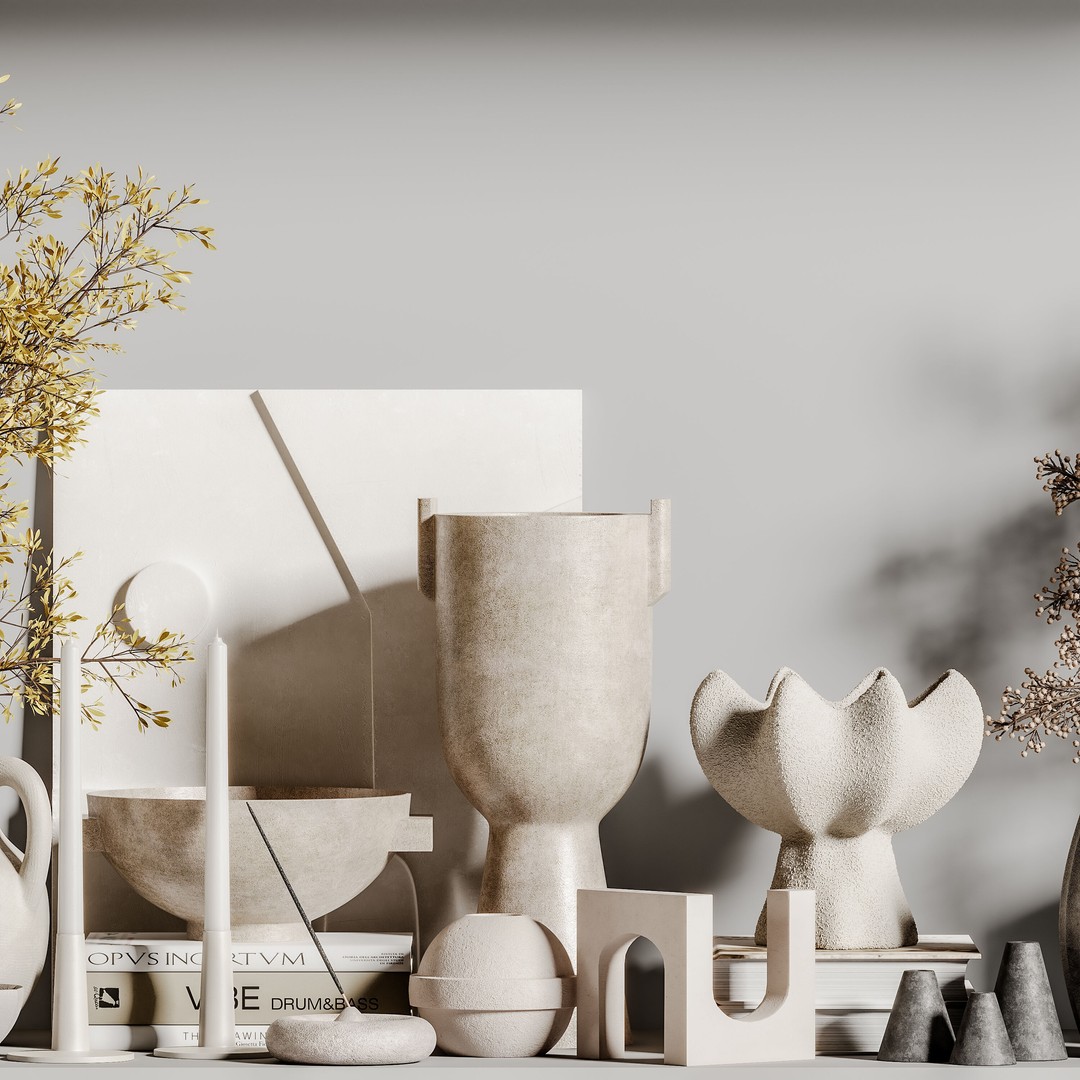 Decorative Set 3D Model – Contemporary Design, PBR Textures, OBJ - View 6