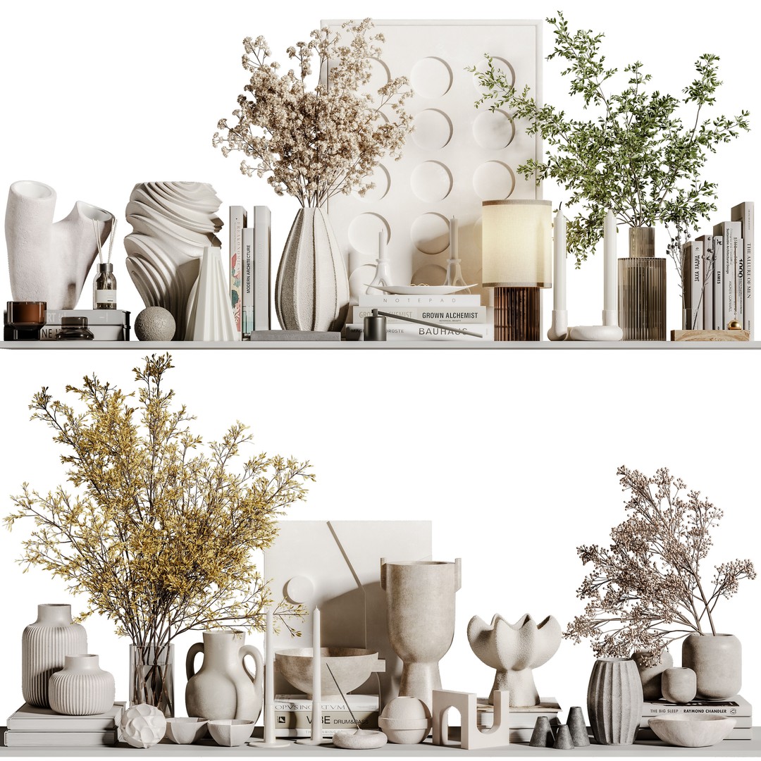 Decorative Set 3D Model – Contemporary Design, PBR Textures, OBJ - View 7