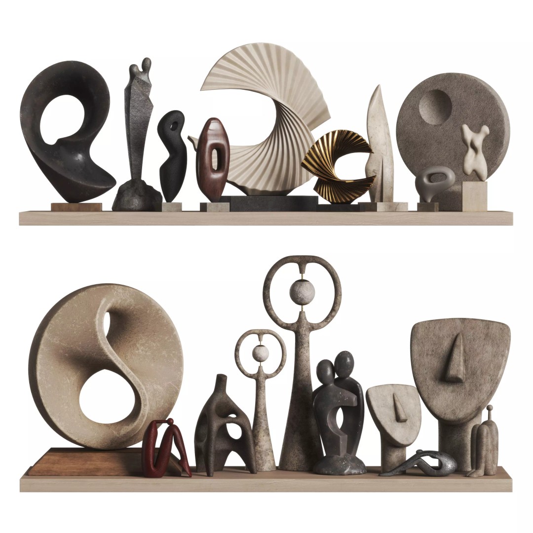 Modern Decorative Statue Collection 3D Model – PBR Textures, FBX, OBJ - View 2