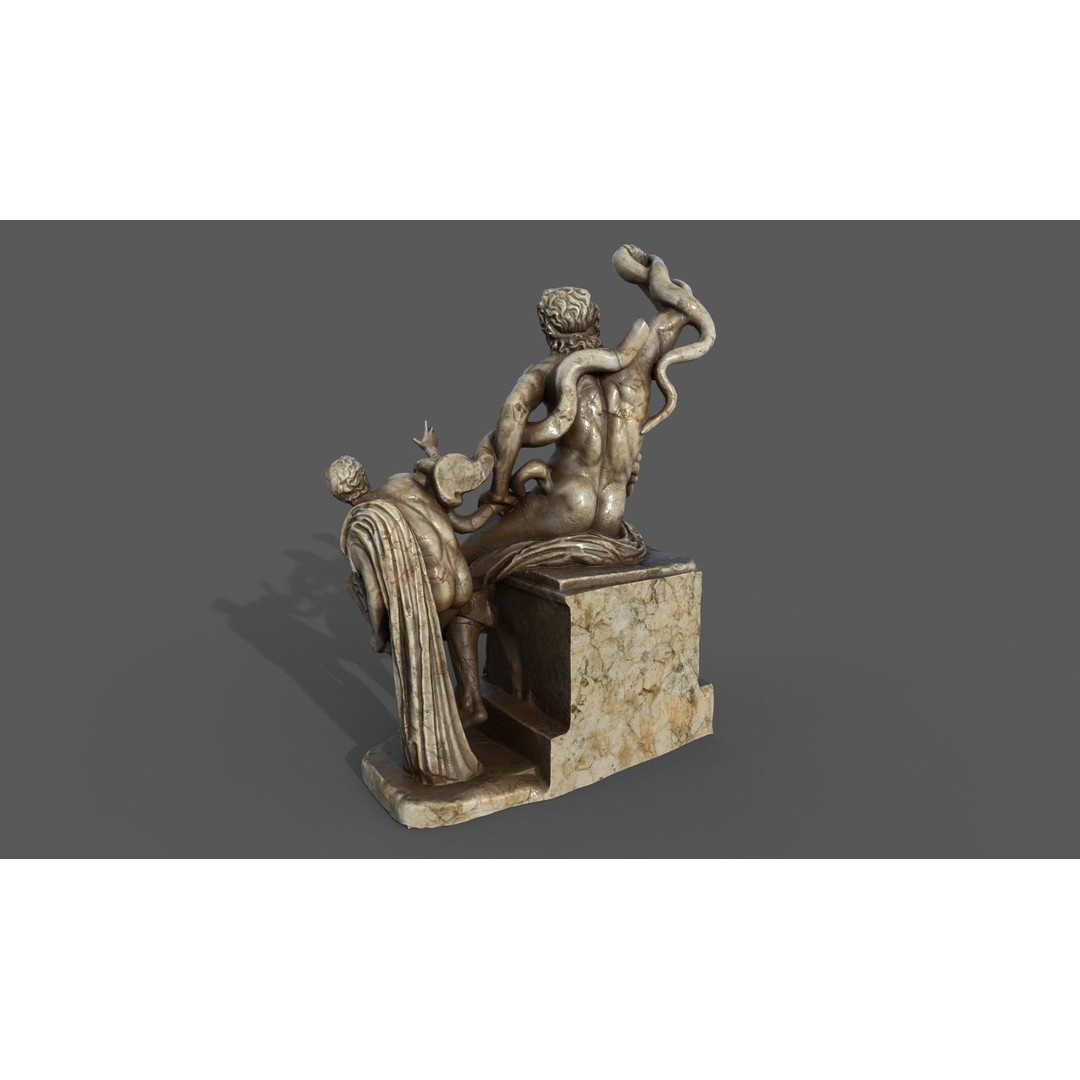 Laocoon and His Sons 3D Model – Low Poly PBR Statue for Archviz - View 11