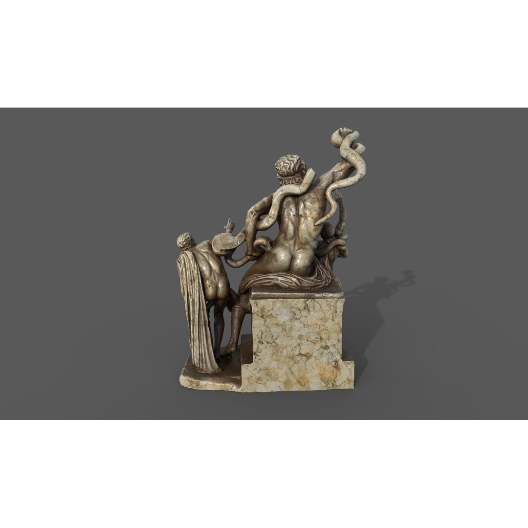 Laocoon and His Sons 3D Model – Low Poly PBR Statue for Archviz - View 12