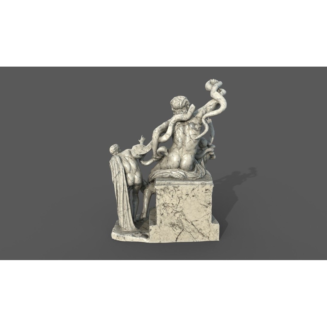 Laocoon and His Sons 3D Model – Low Poly PBR Statue for Archviz - View 13
