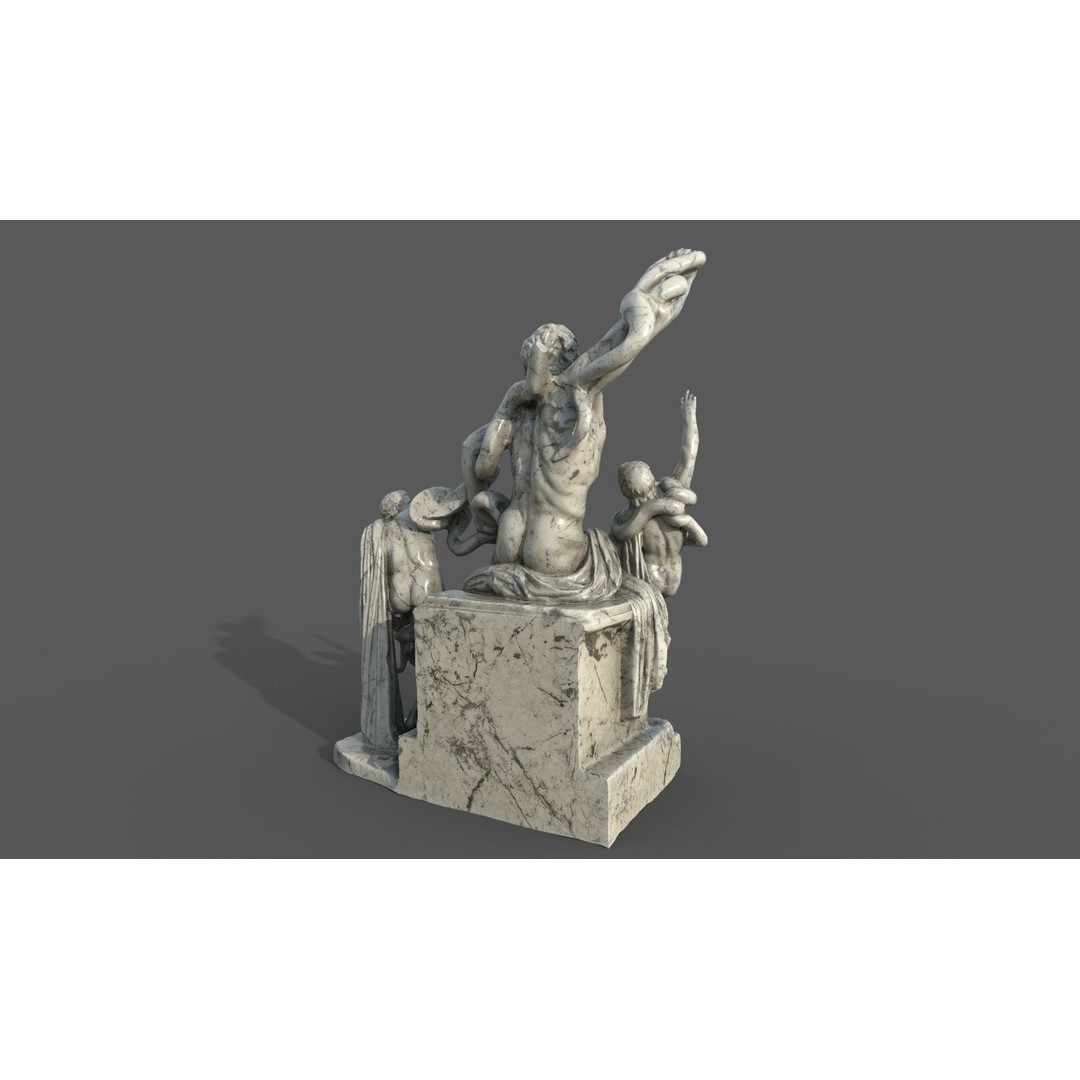 Laocoon and His Sons 3D Model – Low Poly PBR Statue for Archviz - View 14