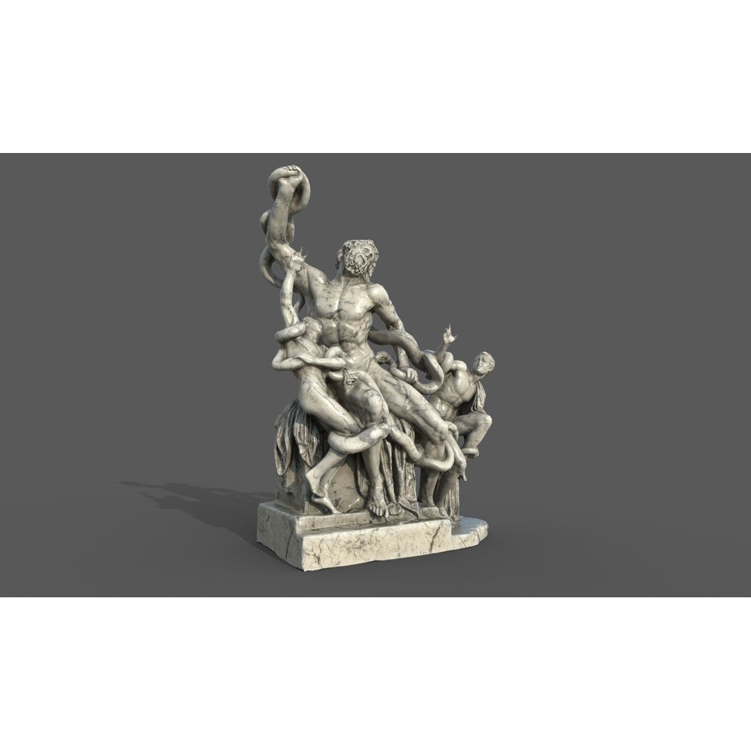 Laocoon and His Sons 3D Model – Low Poly PBR Statue for Archviz - View 15