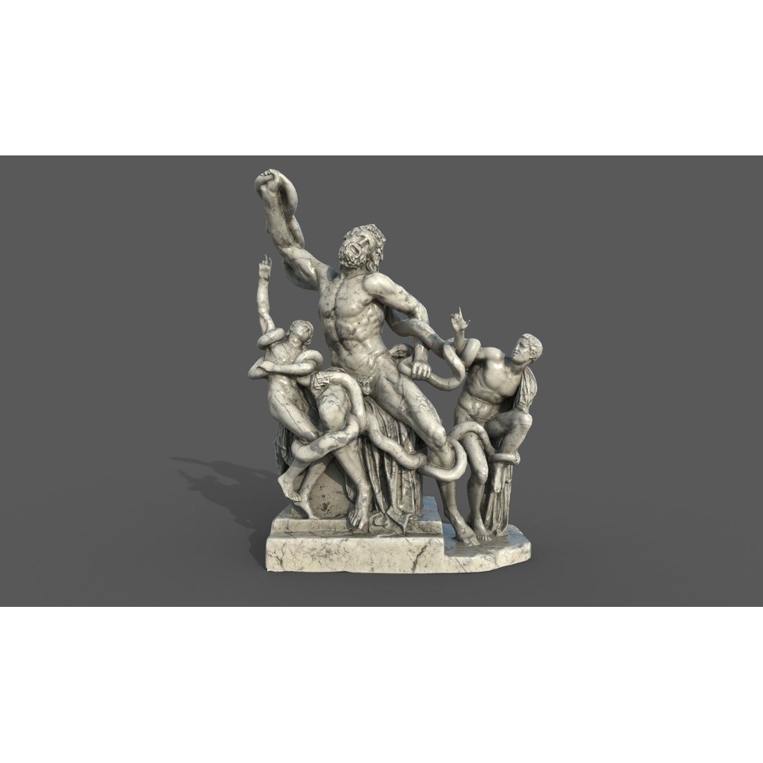 Laocoon and His Sons 3D Model – Low Poly PBR Statue for Archviz - View 16