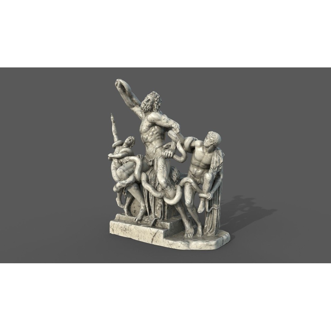 Laocoon and His Sons 3D Model – Low Poly PBR Statue for Archviz - View 17