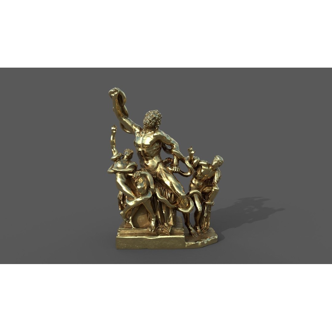 Laocoon and His Sons 3D Model – Low Poly PBR Statue for Archviz - View 18