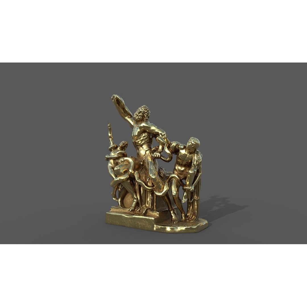 Laocoon and His Sons 3D Model – Low Poly PBR Statue for Archviz - View 19