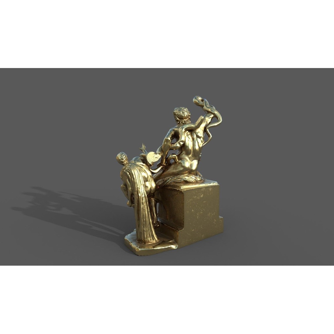 Laocoon and His Sons 3D Model – Low Poly PBR Statue for Archviz - View 20