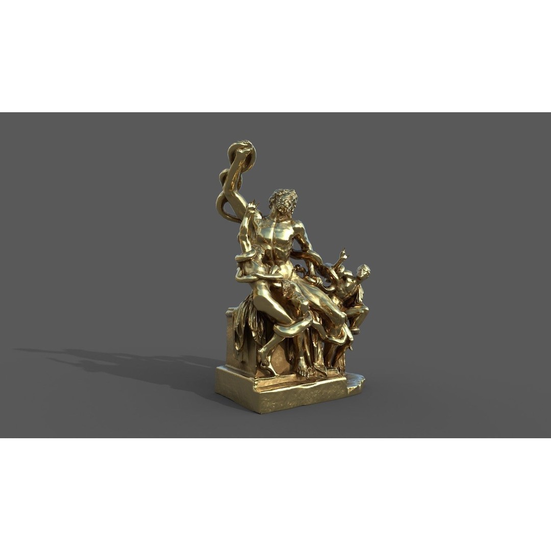 Laocoon and His Sons 3D Model – Low Poly PBR Statue for Archviz - View 22