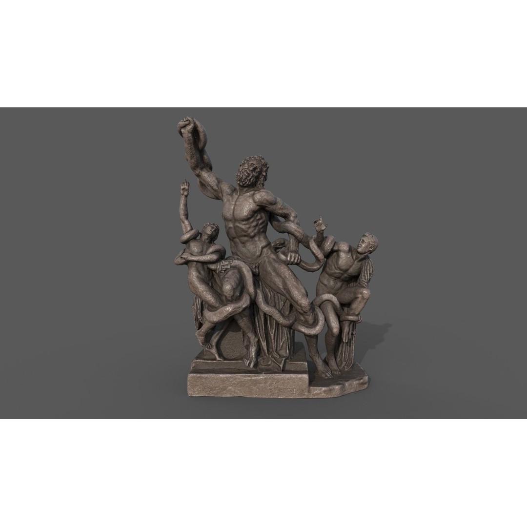 Laocoon and His Sons 3D Model – Low Poly PBR Statue for Archviz - View 3
