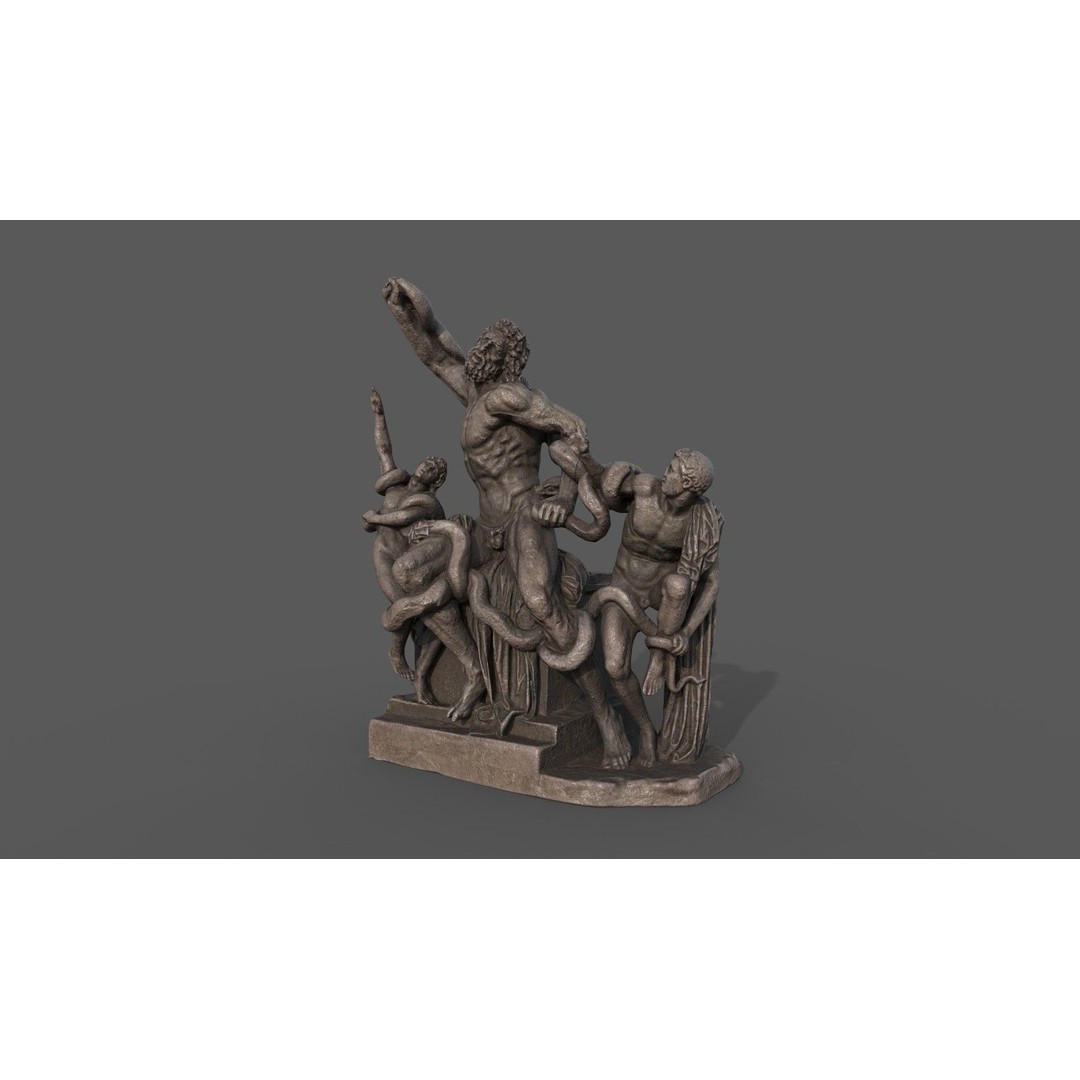 Laocoon and His Sons 3D Model – Low Poly PBR Statue for Archviz - View 4