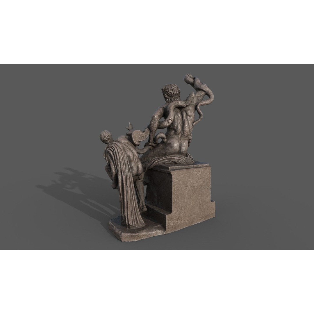 Laocoon and His Sons 3D Model – Low Poly PBR Statue for Archviz - View 5